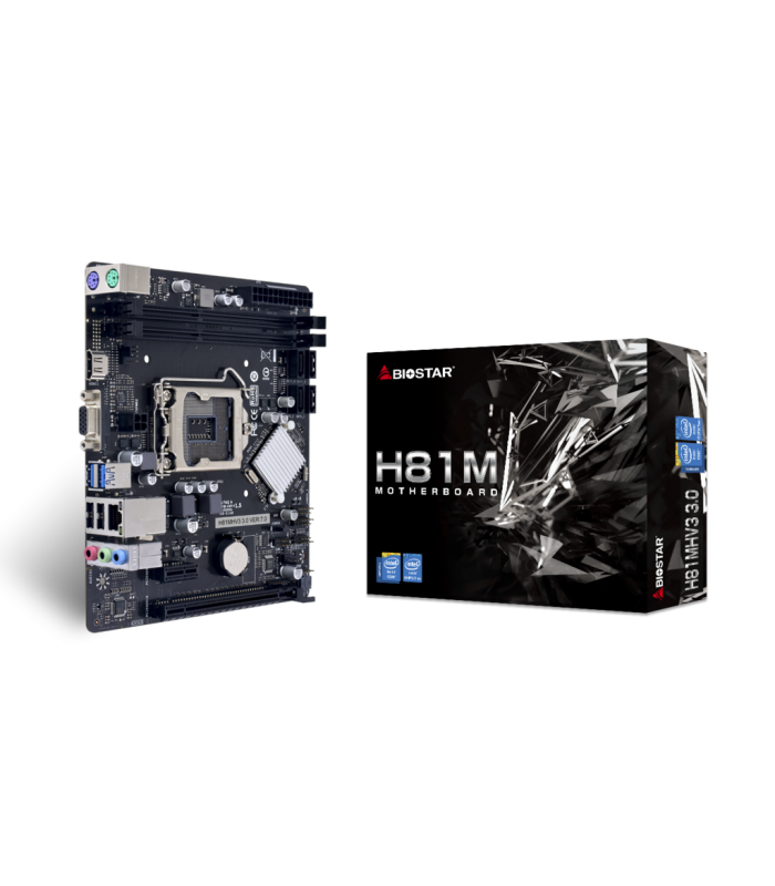 MBO BIOSTAR H81MHV3 3.0 LGA1150 mATX/2XDDR3 1600/1333/4xSATA/2XUSB 3.0/4XUSB/1VGA/1HDMI/1XPCIE X16 /1XPCIE X1/2X PS/2 /4TH GEN