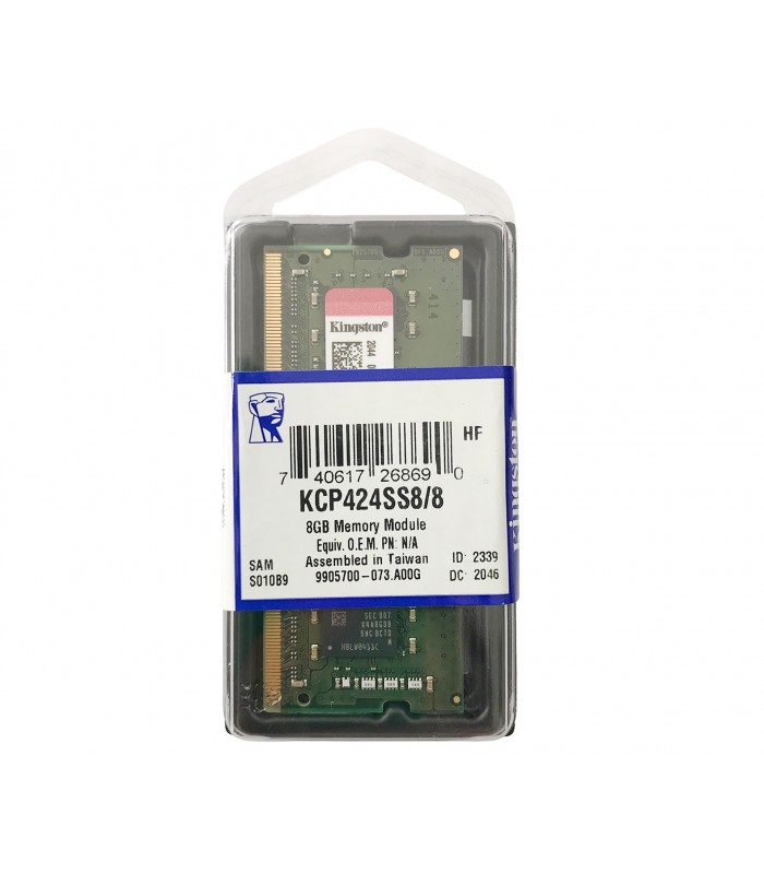MEMORIA KINGSTON 8GB DDR4 2400MHZ SODIMM Non-ECC CL17 1.2V 260PIN KCP424SS8/8