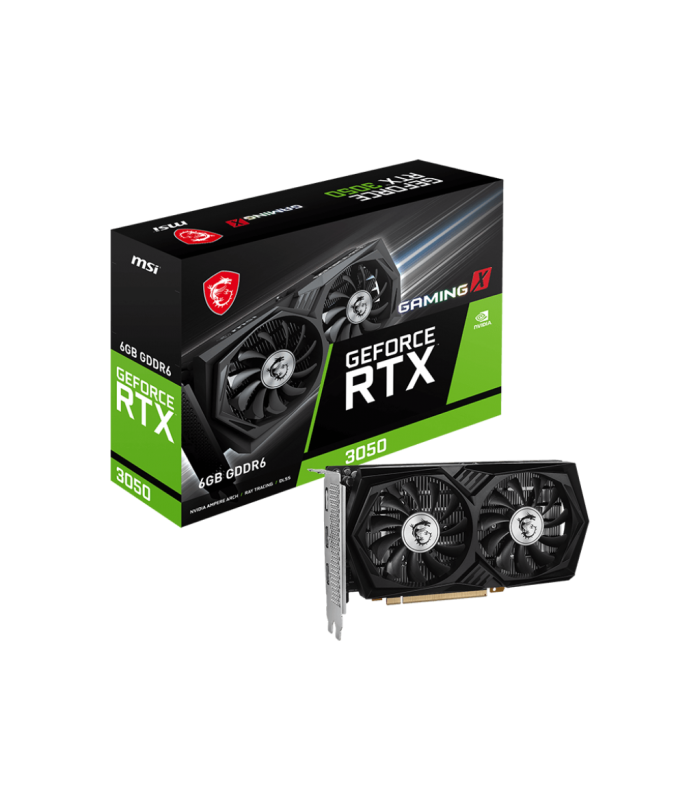 TARJETA VIDEO MSI GEFORCE RTX 3050 GAMING X 6G/ GDDR6 6GB /PCIE 4.0/2X HDMI 2.1a/1X DP 1.4a/2X FAN/PSU 300W