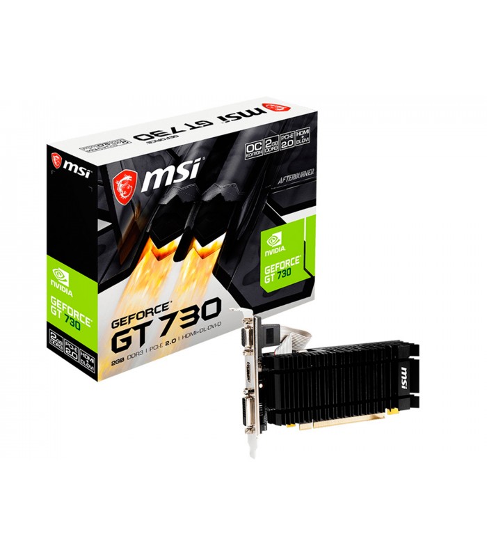 TARJETA VIDEO MSI GEFORCE GT 730 OC/ DDR3 2GB /PCIE 2.0/1X HDMI /1X VGA /1X DVI-D /LOW PR/ 64bit /N730K-2GD3H/LPV1 /PSU 300W