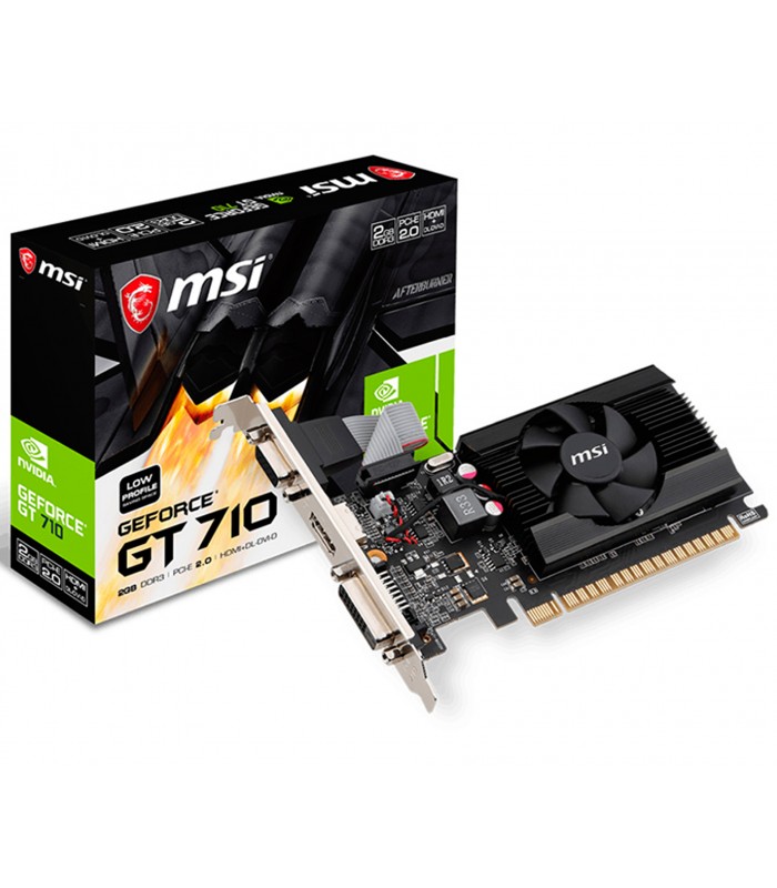 TARJETA VIDEO MSI GEFORCE GT 710/ DDR3 2GB /PCIE 2.0/1X HDMI /1X VGA /1X DVI-D /LOW P./ 64bit/1FAN /GT 710 2GD3 LP /PSU 300W