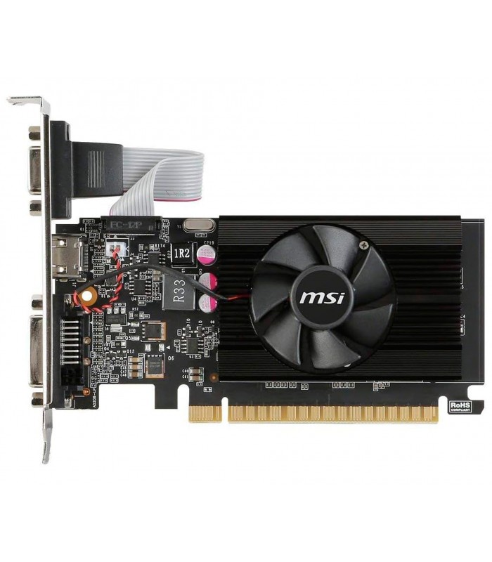 TARJETA VIDEO MSI GEFORCE GT 710/ DDR3 2GB /PCIE 2.0/1X HDMI /1X VGA /1X DVI-D /LOW P./ 64bit/1FAN /GT 710 2GD3 LP /PSU 300W