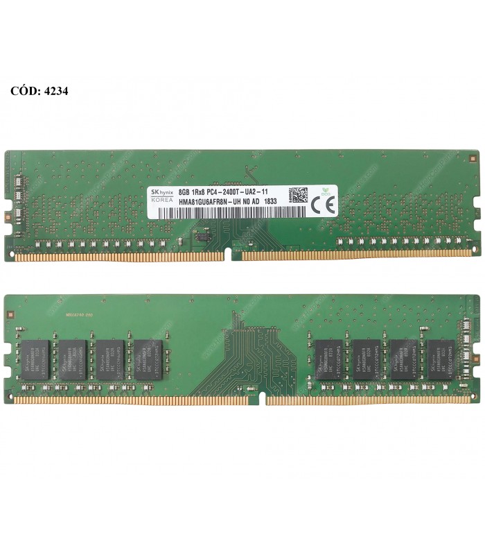 MEMORIA SK HYNIX 8GB DDR4 2400MHz UDIMM Non-ECC 1.2V CL17 288PIN PC HMA81GU6AFR8N-UH SN ORIG.
