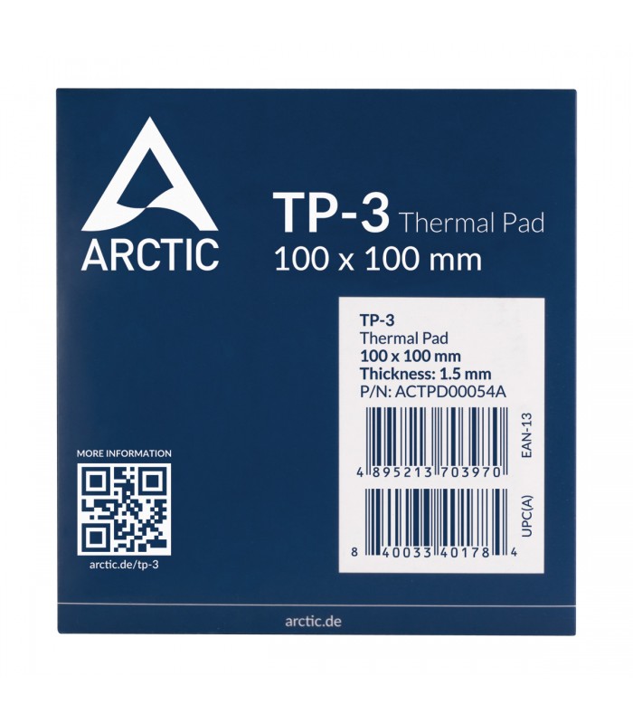 THERMAL PAD ARCTIC TP-3 100X100X1.5MM 1PACK DENS. 3.4g/cc TEMP. -40~150°C AZUL Xbox PS5 ACTPD00054A ORIG.