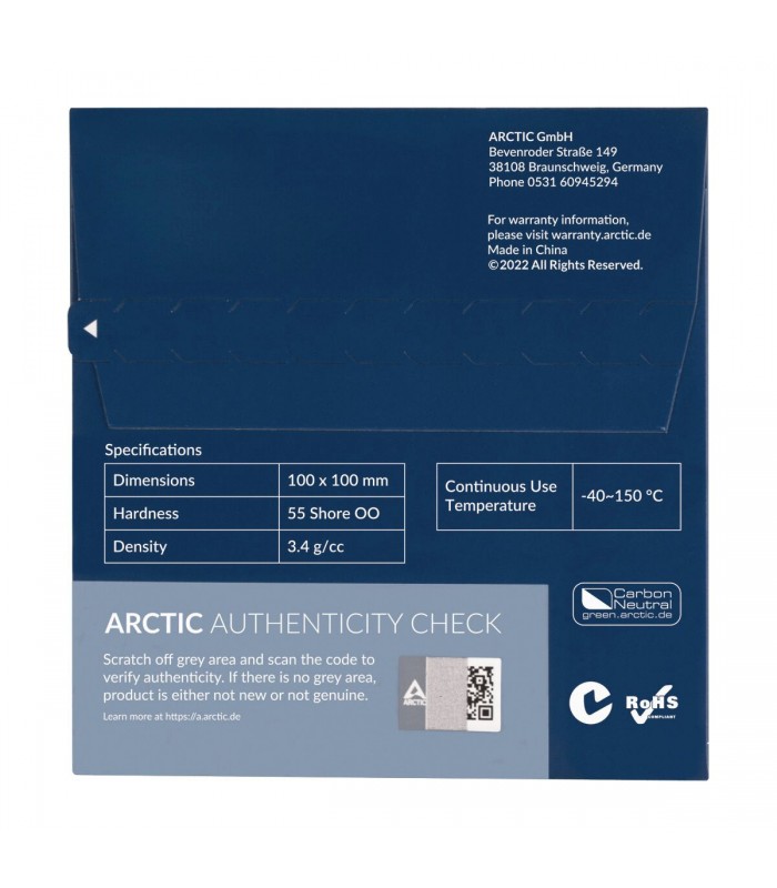 THERMAL PAD ARCTIC TP-3 100X100X1.5MM 1PACK DENS. 3.4g/cc TEMP. -40~150°C AZUL Xbox PS5 ACTPD00054A ORIG.