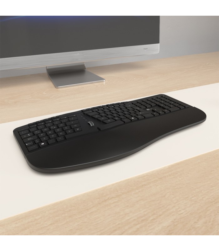 TECLADO KLIP XTREME KBK-530S INALÁMBRICO 2.4GHz / ERGONOMICO DIVDIDO / FN / PC / LATINO /10M /BK