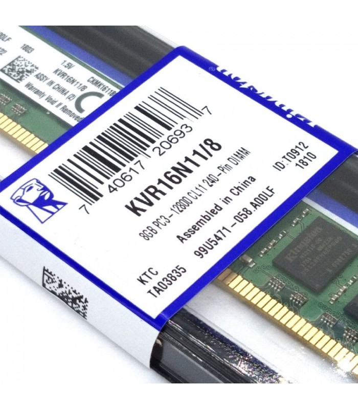 MEMORIA KINGSTON 8GB DDR3 1600MHz Non-ECC 1.5V CL11 240PIN PC KVR16N11/8
