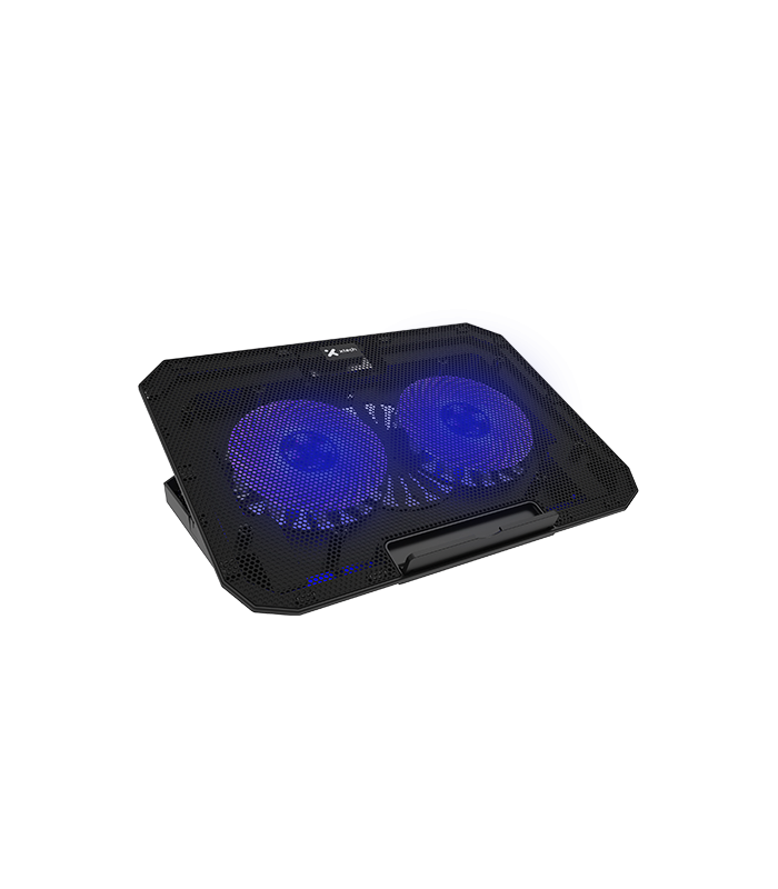 COOLING PAD XTECH XTA-156 LUZ LED / USB 2.0 / 7 NIVELES/HASTA 15.6"/8KG /2FAN 140mm BLUE/ 1200RPM BK