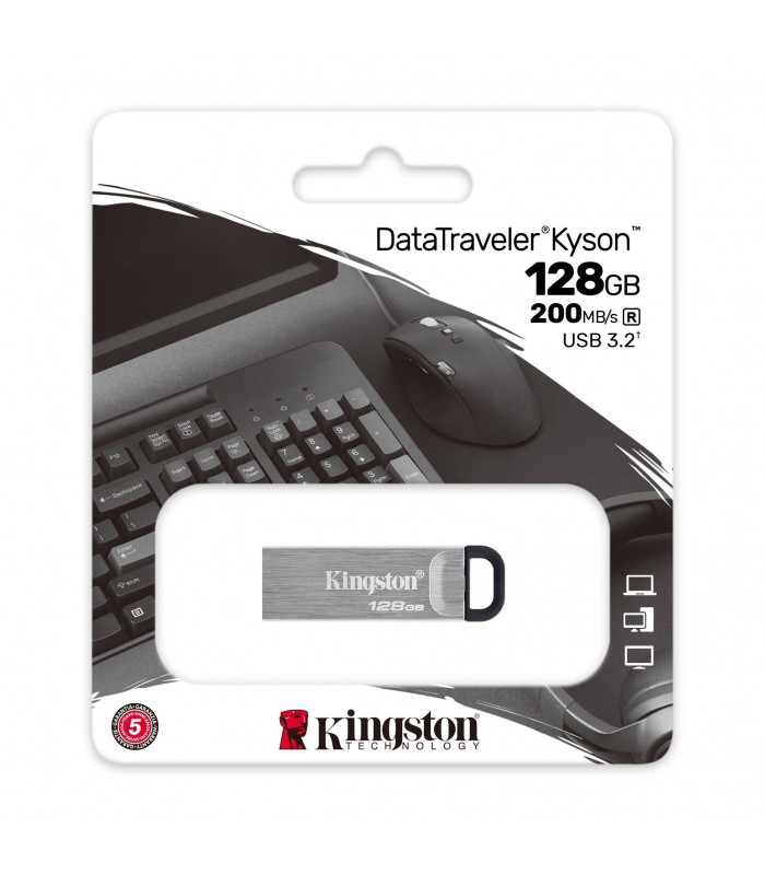 PEN DRIVE KINGSTON DT KYSON 128GB USB-A 3.2 Gen1 200/60MB/s RW /3.1/3.0/2.0 /SLV/ METALICO/ DTKN/128GB