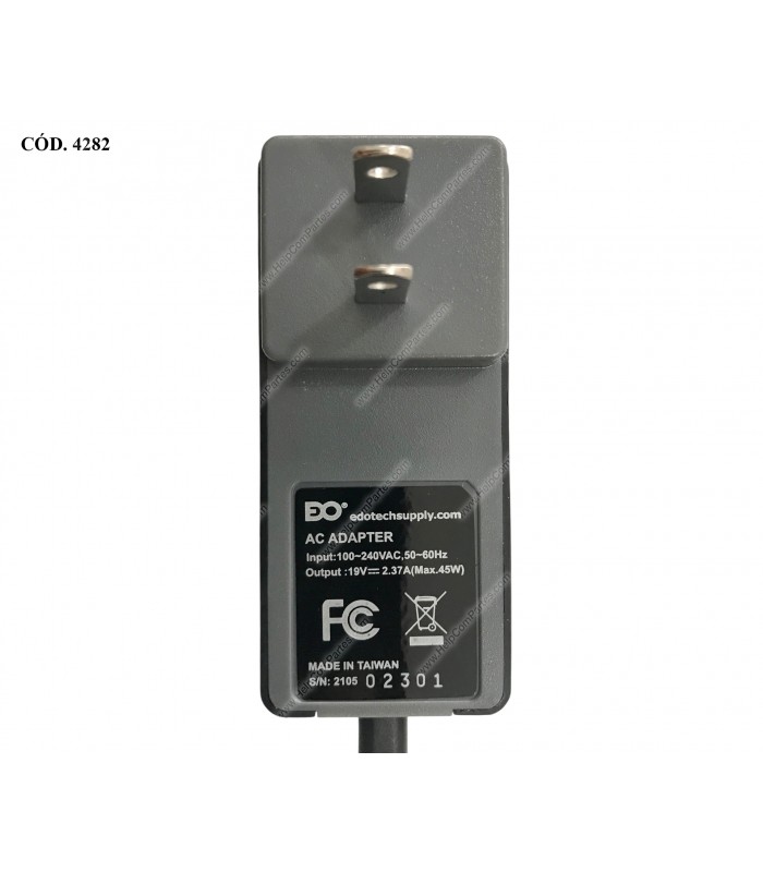 CARGADOR GATEWAY 19V---2.37A 45W PIN 3.0*1.15 100-240V~ US 50-60Hz 2PRONG DIRECTO (WALL MOUNT) GWTN156-1 OEM