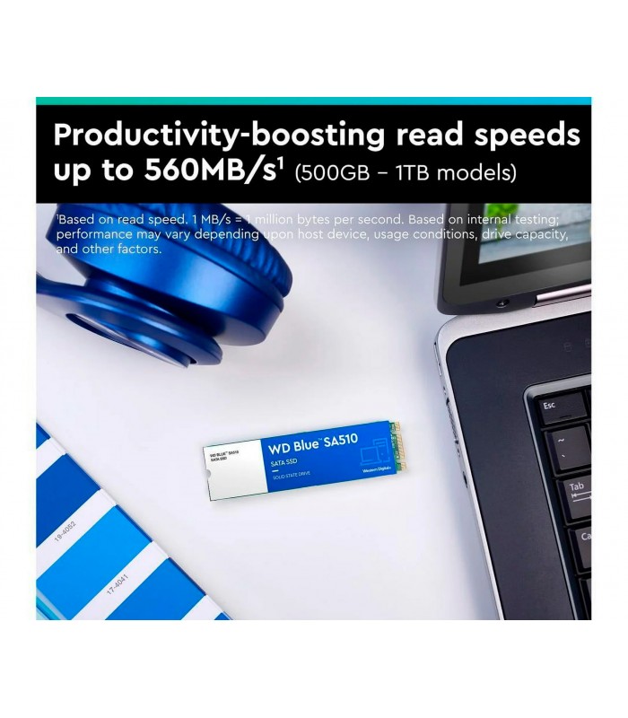 SSD WD BLUE SA510 500GB M.2 B+M 2280 SATA III 6Gb/s PCIE GEN3/ 3D TLC NAND/ TBW 200 / 560-510MB/s RW WDS500G3B0B-00AXS0