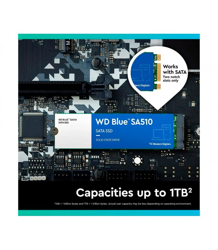 SSD WD BLUE SA510 500GB M.2 B+M 2280 SATA III 6Gb/s PCIE GEN3/ 3D TLC NAND/ TBW 200 / 560-510MB/s RW WDS500G3B0B-00AXS0