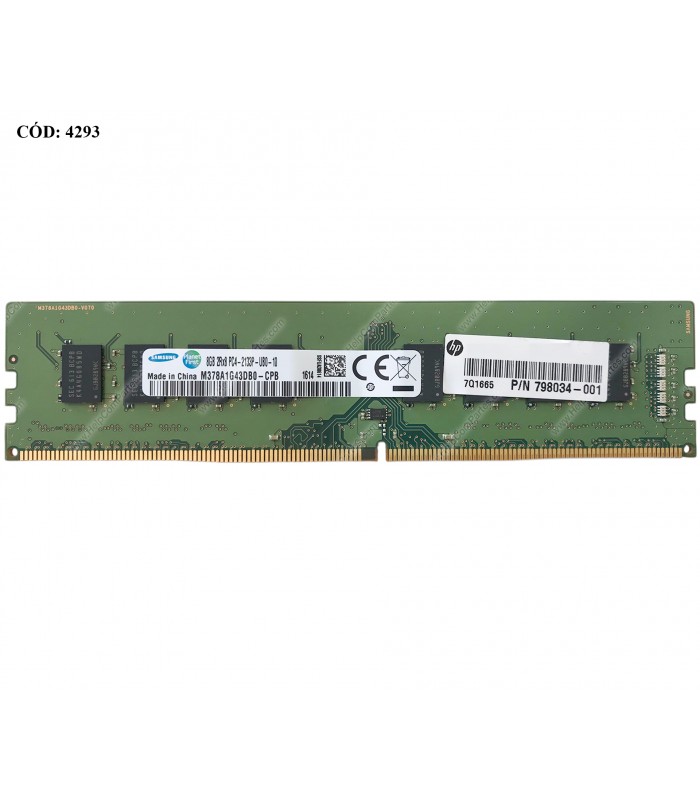 MEMORIA SAMSUNG 8GB DDR4 2133MHZ UDIMM Non-ECC 1.2V CL15 288PIN PC M378A1G43DB0-CPB 798034-001 SN