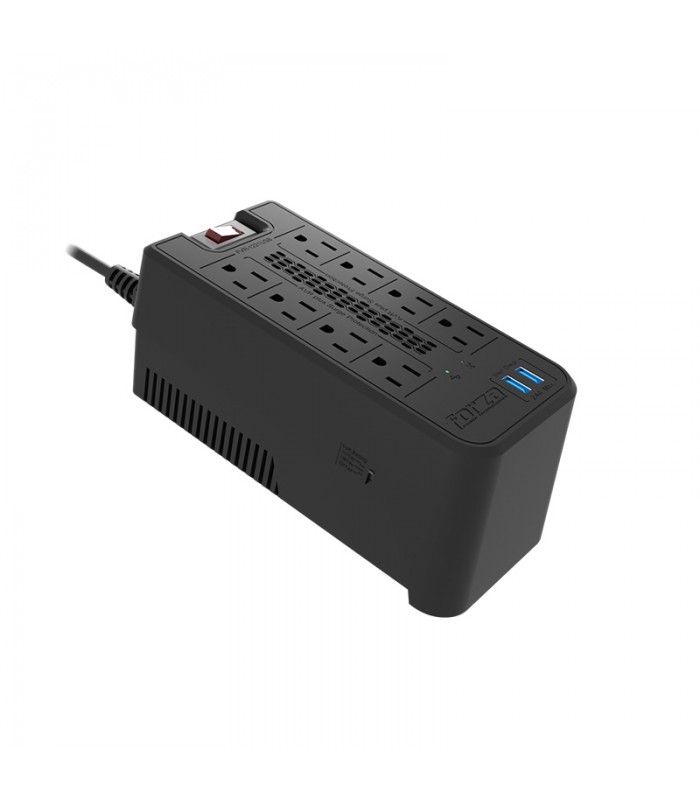 REGULADOR FORZA FVR-1221USB 1200VA/600W, BLACK 120V 50/60Hz 5A,2XUSB 5VDC 2.4A,8NEMA 5-15R/