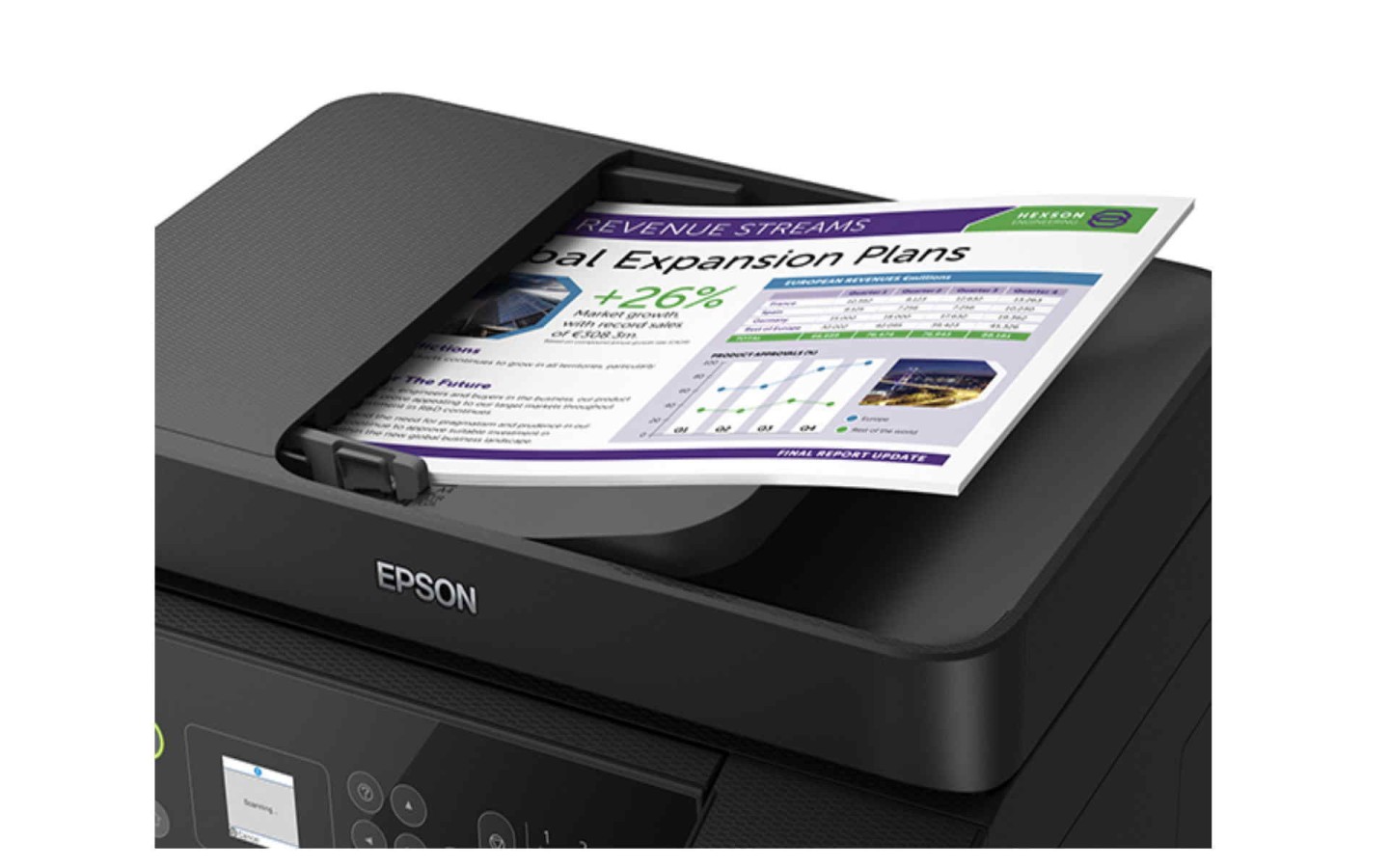Gran Capacidad de Respuesta Epson EcoTank ET-L5190 Impresora multifunción 4 en 1 fotocopiadora, escáner, Impresora, fax, A4, ADF, Duplex, WiFi, Ethernet, Pantalla, USB 2.0 bajo Coste por página 