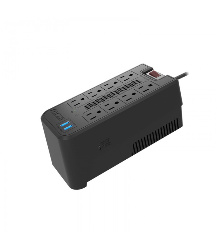 REGULADOR FORZA FVR-1221USB 1200VA/600W, BLACK 120V 50/60Hz 5A,2XUSB 5VDC 2.4A,8NEMA 5-15R/
