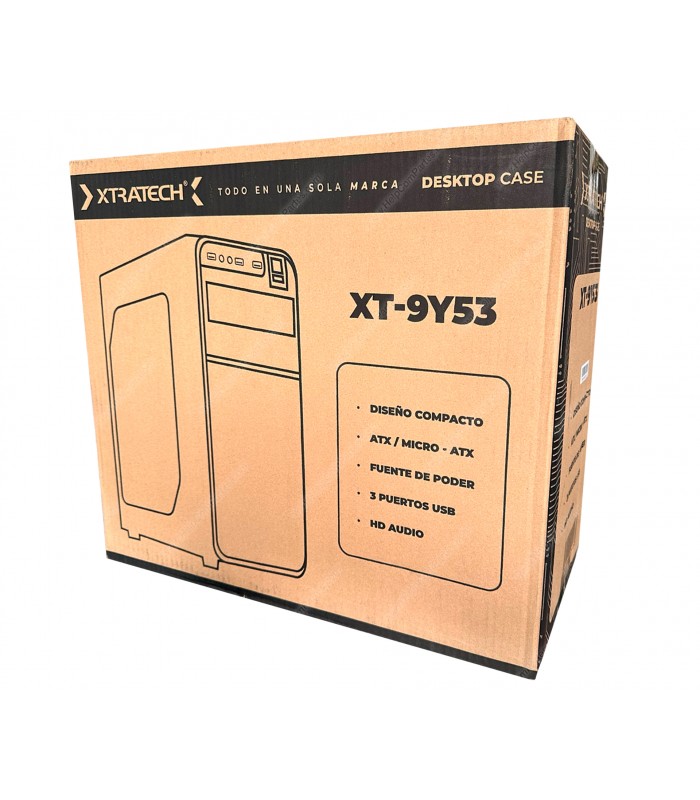CASE XTRATECH XT-9Y53 ATX/MATX 600W PSU/ 3XUSB/1XDVD/POWER/RESET/MIC PC BK