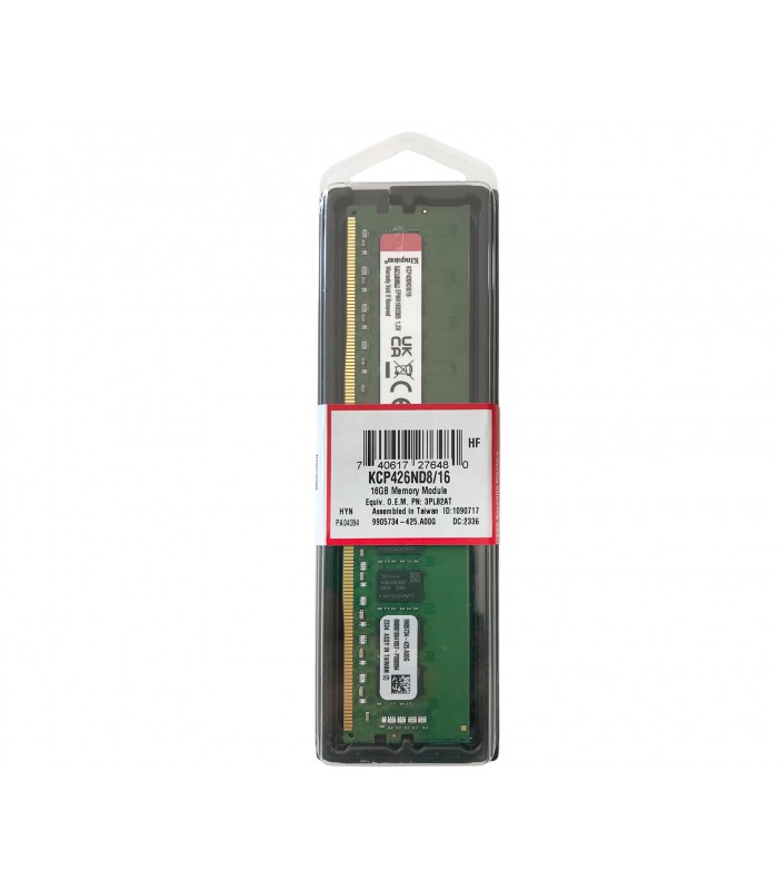 MEMORIA KINGSTON 16GB DDR4 2666Mhz UDIMM Non-ECC 1.2V CL19 288PIN PC KCP426ND8/16