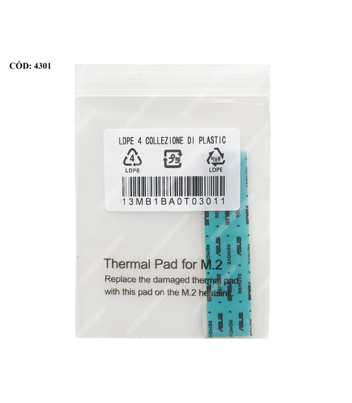 THERMAL PAD ASUS 70X18X1MM M.2 1PC DENS. 3.4g/cc TEMPERATURA -40~150°C GREEN 13MB1BA0T03011 ORIG.