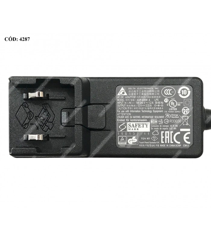 CARGADOR DELTA 12V---3.33A 40W PIN 5.5*2.5 100-240V~ US 50-60Hz 2PRONG DIRECTO (WALL MOUNT ) ADP-40BW ORIG.