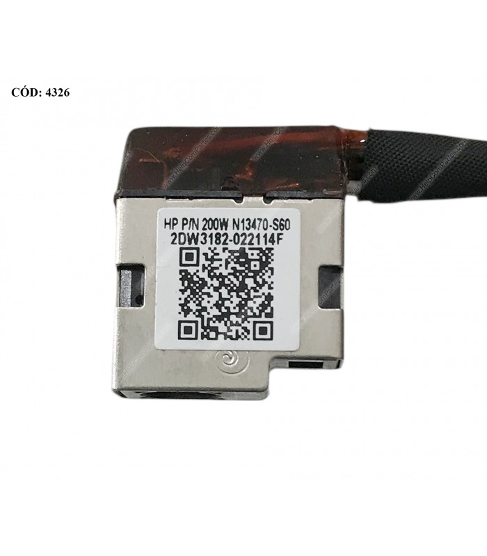 DC JACK POWER HP VictusGAM 15-FA 15-FB 15-FB0000 15-FB2XXX 15-FB3XXX 15Z-FB200 SERIES 12P 4.5MM 200W N13314-001 ORIG.