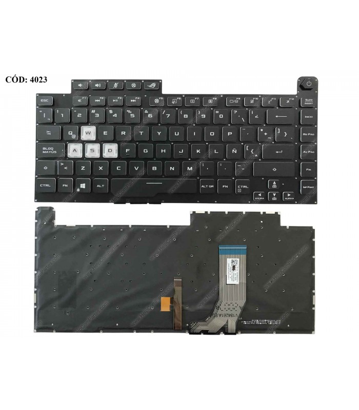 TECLADO ASUS ROG Strix G512 G512L G512LU G512LI G512LV G512LW G531G G531GU BK PWR-KEY B-WH  RGB V.1 16PIN LA ORIG.