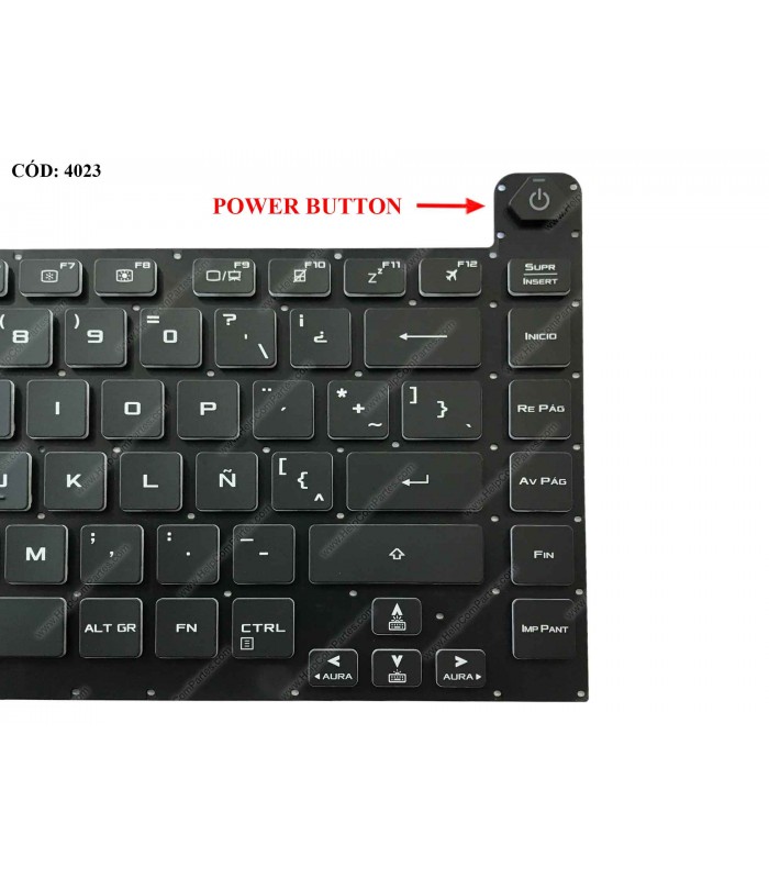 TECLADO ASUS ROG Strix G512 G512L G512LU G512LI G512LV G512LW G531G G531GU BK PWR-KEY B-WH  RGB V.1 16PIN LA ORIG.