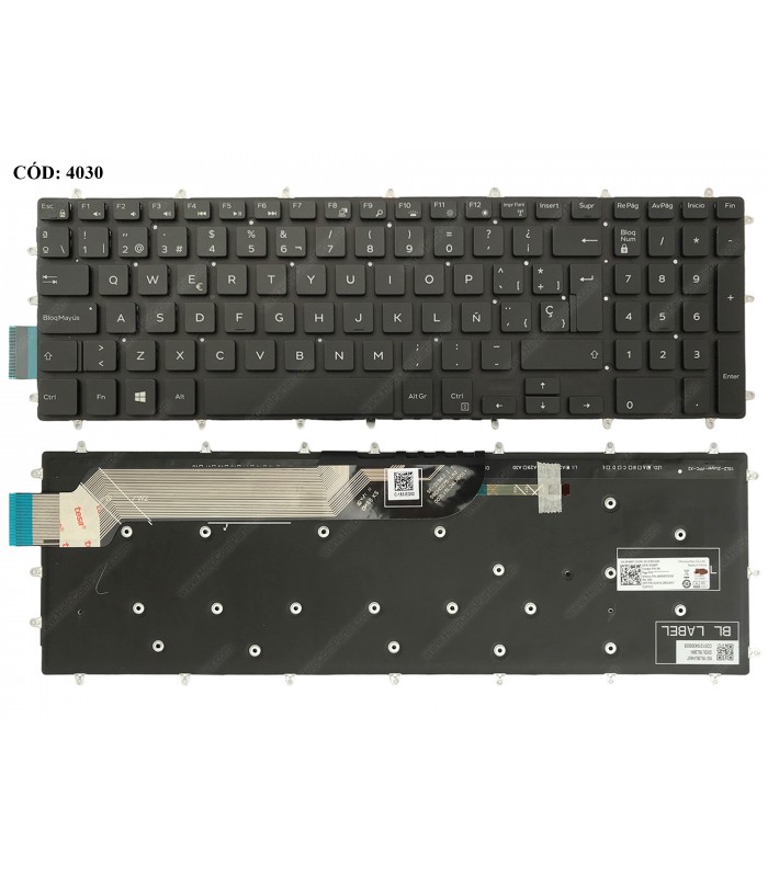 TECLADO DELL INSP. 15 3580 3581 3582 3583 3584 5565 /3579 3590 3595 G3 /5587 G5 /7588 7590 G7/ G5-5500 BK BL-WH SP ORIG