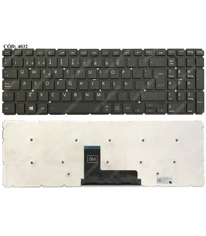 TECLADO TOSHIBA C55-C L50-B L50-C L50D-B L50T-B L55-B S50-B S50D-B P55w SERIES SIN MARCO BK NO-BL SP ORIG.
