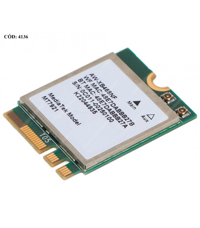 WI-FI M.2 NGFF 2230 MediaTek MT7921 802.11ax Wi-Fi6 1800Mbps 2.4GHz, 5GHz BT 5.2 NGFF ORIG.