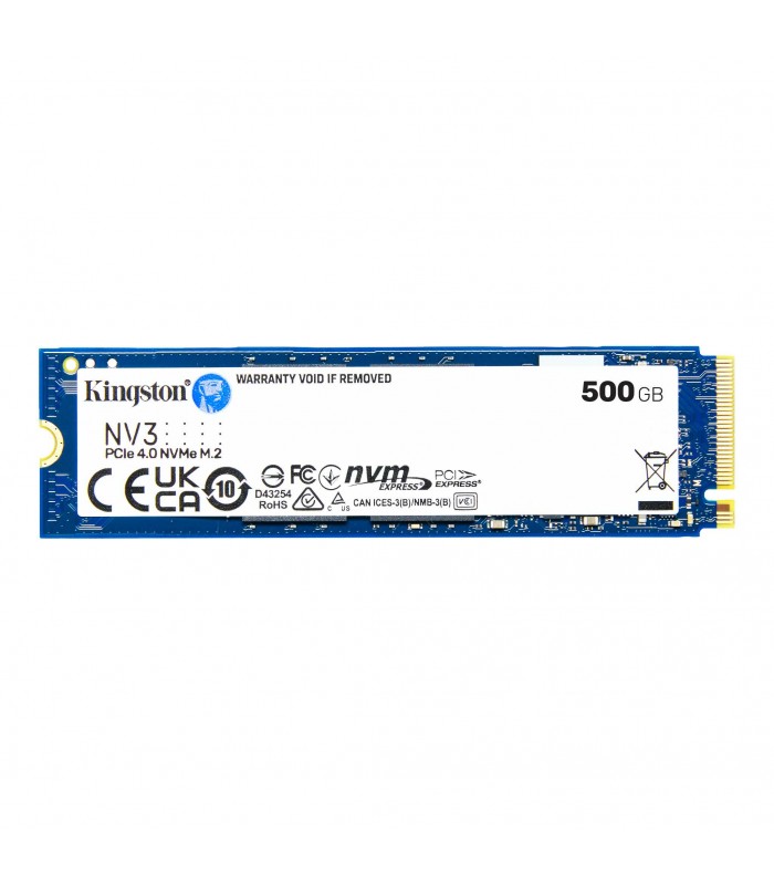 SSD KINGSTON NV3 500GB NVMe PCIE GEN4 X4 M.2 2280, 3D NAND TLC/ TBW 160 / 5000/3000MB/s R/W SNV3S/500G