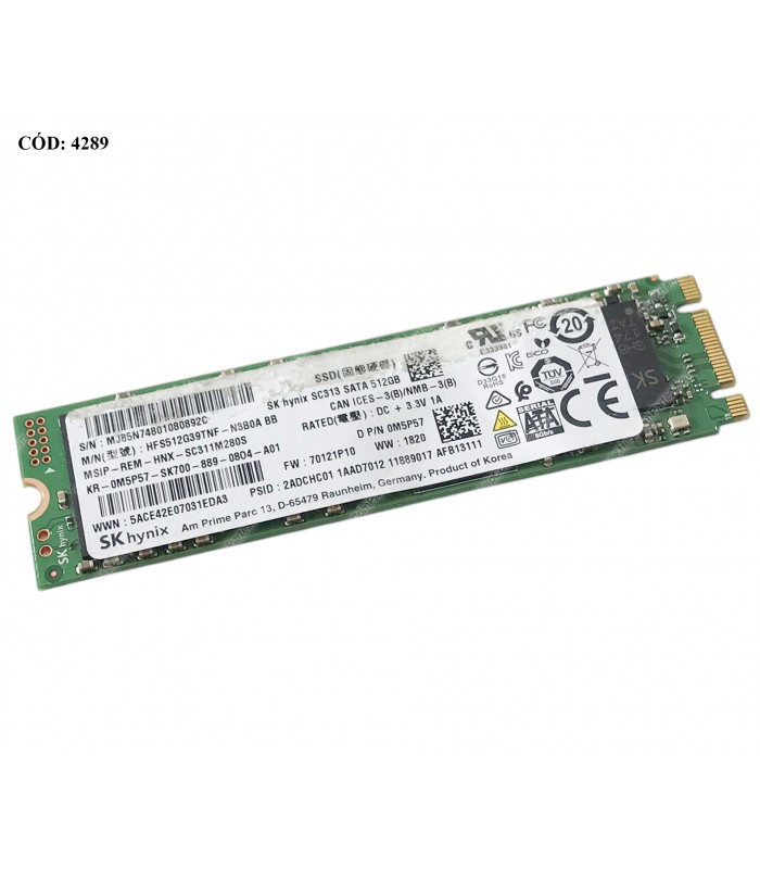 SSD SK HYNIX SC313 512G M.2 B+M 2280 SATA III 6Gb/s PCIE GEN3 /3D TLC NAND/ TBW 80 / 560-520MB/s RW HFS512G39TNF 0M5P57 (DS)