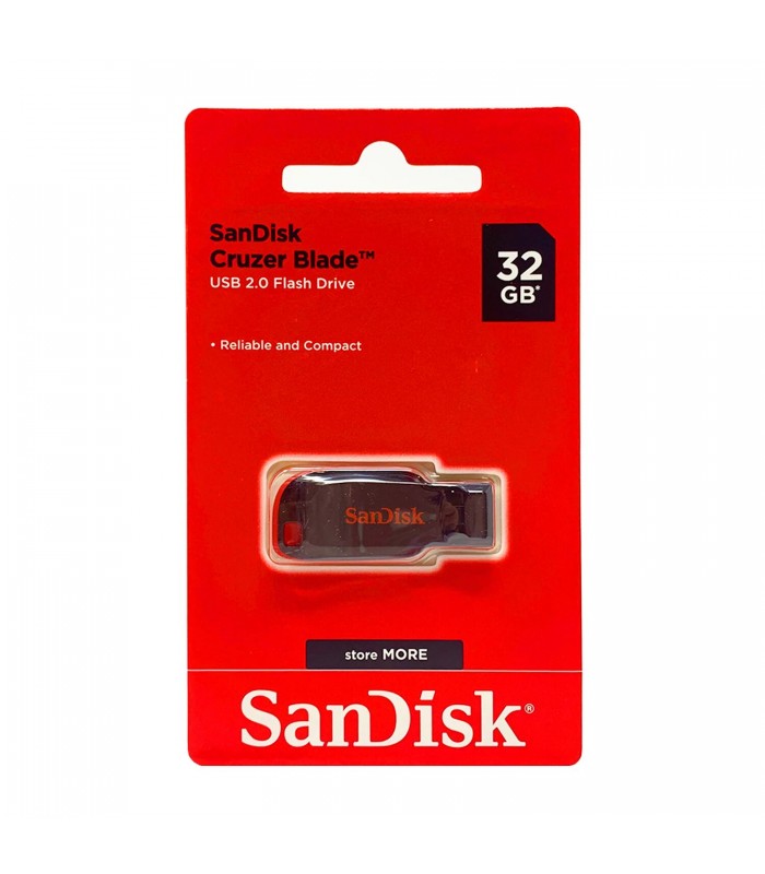 PEN DRIVE SANDISK CRUZER BLADE 32GB USB-A 2.0 NEGRO CON ROJO / PLASTICO / SDCZ50-032G-B35