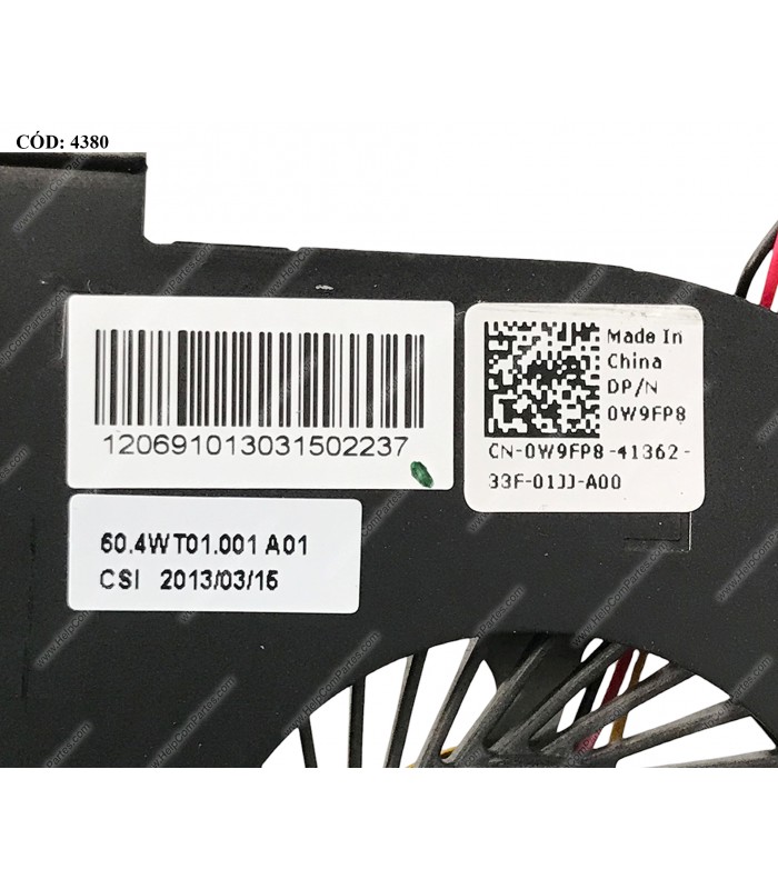 DISIPADOR DELL INSP. 14R 5421 3421 3437 3442 3518 3541 3542 SERIES + FAN UMA 0W9FP8 3PIN ORIG. (DS)