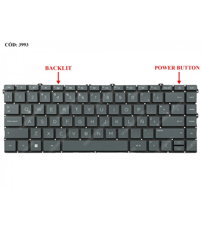 TECLADO HP PAV X360 14-DW0000 14T-DW000 14T-DW100 14-DV0000 14-DY 14T-DY 14M-DY SERIES (F4 BL) BLUE PWR-KEY LA ORIG.