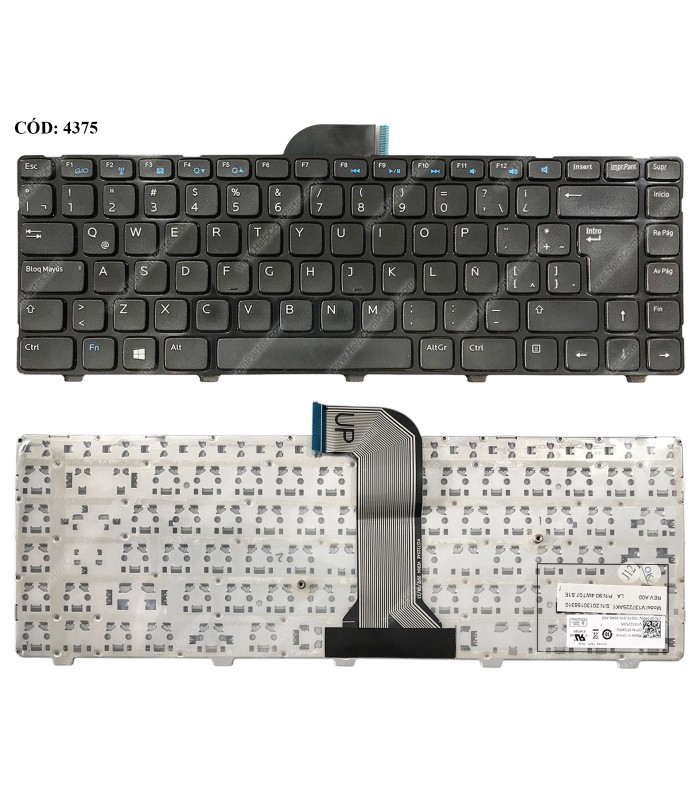 TECLADO DELL INSP. 14 3421 14R 14V 2308 2408 2518 5523 5421 SERIES GLOSSY 0F0XRV BK LA ORIG. (DS)