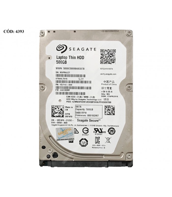 HDD SEAGATE MOMENTUS THIN 500GB 2.5" 7MM 5400RPM SATA III 6.0Gb/s 16MB CACHE ST500LT015 (DS)