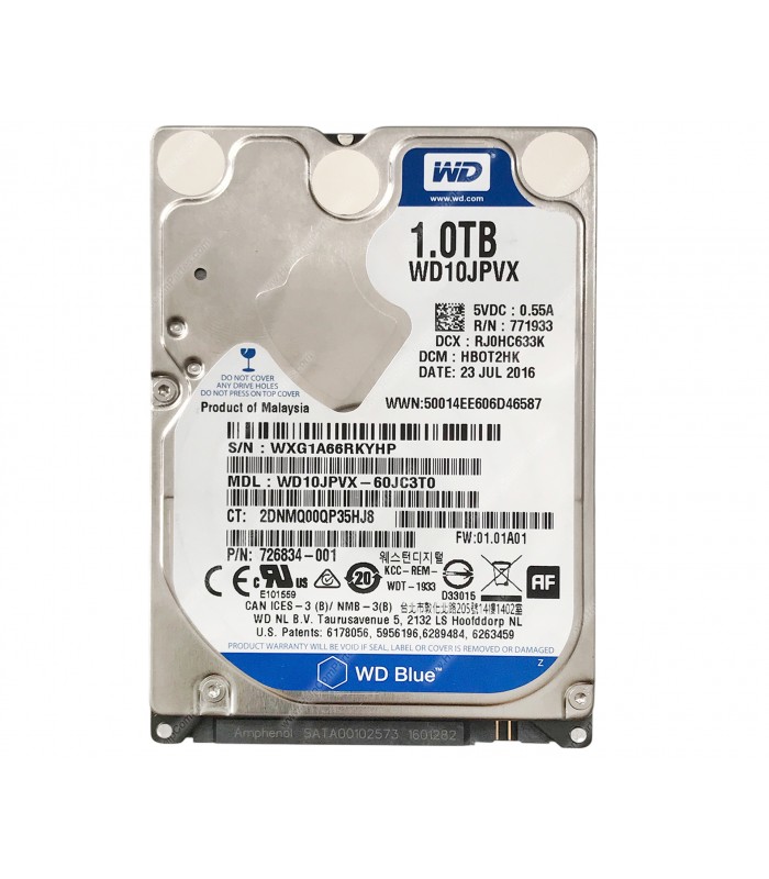 HDD WD 1TB 2.5" 9.5MM SATA III, 6GBIT/S, 5400RPM 8MB CACHE WD10JPVX NOTEBOOK 726834-001 (DS)