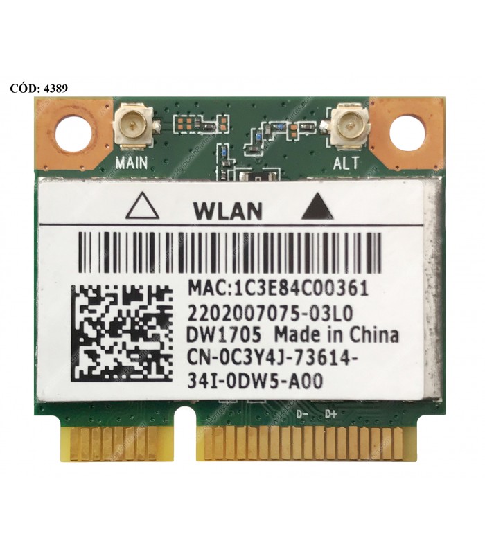 WI-FI PCI-E DELL DW1705 802.11 b/g/n,BT4.0+HS 0C3Y4J 15/3421/3521/3537/17R/5721 ORIG. (DS)