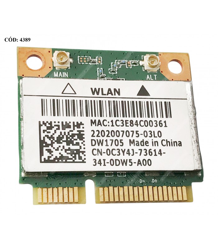 WI-FI PCI-E DELL DW1705 802.11 b/g/n,BT4.0+HS 0C3Y4J 15/3421/3521/3537/17R/5721 ORIG. (DS)