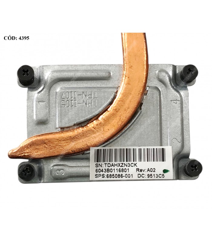 DISIPADOR HP 240 245 PAV G4-1000 G6-1000 G7-1000 HP 450 455 HP 1000 HP 2000 CQ45 CQ62 SERIES + FAN UMA 685086-001 4PIN ORIG (DS)