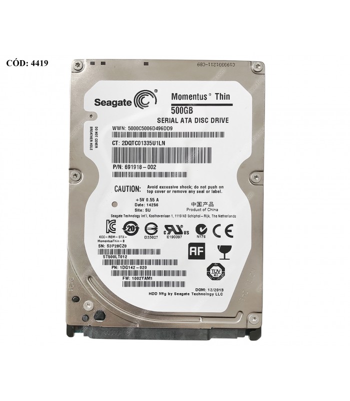 HDD SEAGATE MOMENTUS THIN 500GB 2.5" 7MM 5400RPM SATA II 6.0Gb/s 16MB CACHE ST500LT012 (DS)