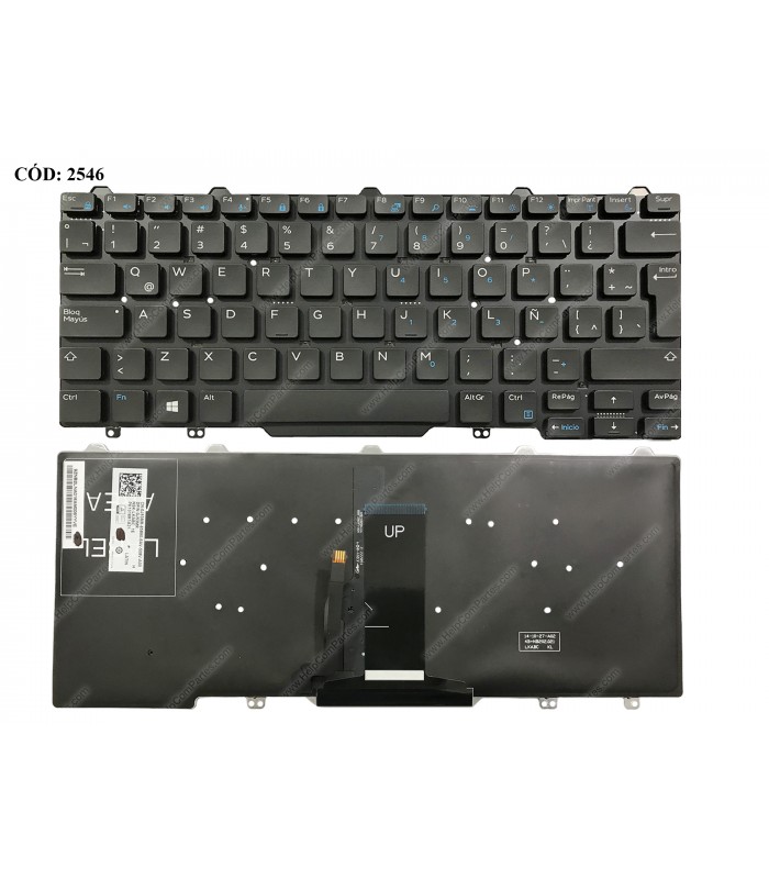 TECLADO DELL LATITUDE 3340 3350 5480 5495 7350 7480 7490 E5450 E5470 E7450 E7470 SERIES BK BL LA ORIG.