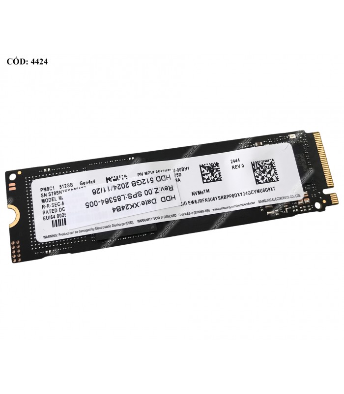 SSD SAMSUNG PM9C1 512GB NVMe PCIE GEN4 M.2 2280 /TLC 3D NAND/ TBW 300 / 4950-2500MB/s RW / MZVL8512HELU-00BH1 L85364-005 ORIG.