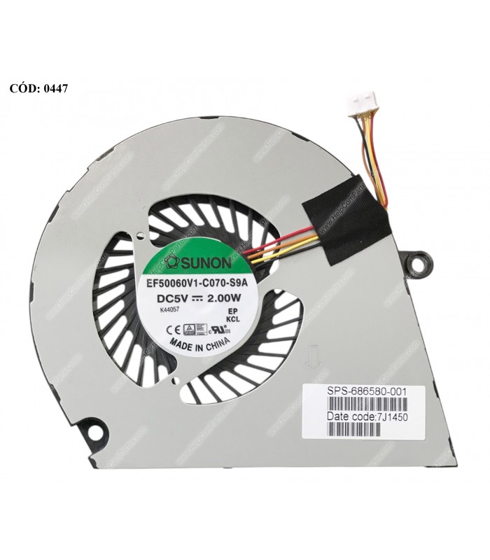 VENTI. HP ENVY 6-1000 6-1100 6T-1200 6Z-1000 SERIES 4PIN  686580-001 7J1450 ORIG.