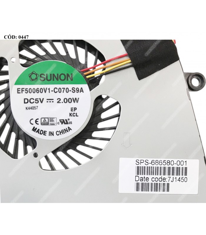 VENTI. HP ENVY 6-1000 6-1100 6T-1200 6Z-1000 SERIES 4PIN  686580-001 7J1450 ORIG.