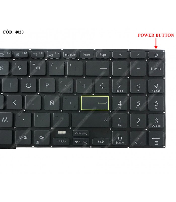 TECLADO ASUS Vivobook X521 X521F X521FA X521FL X521EA X521EQ X521U X521UA X521IA X521JQ SERIES BK PWR-KEY BL SP ORIG.