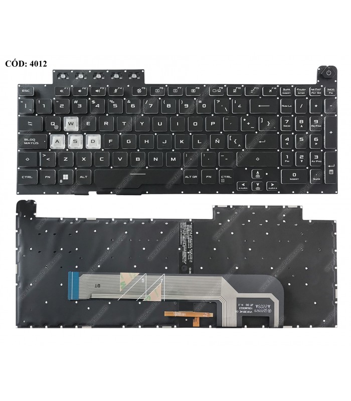 TECLADO ASUS TUF Gaming F15 FX506 FX506U FX506IH FX506L FX506LI FA506 FA506Q FA506U FX706 BK PWR-KEY BL-WH RGB LA ORIG