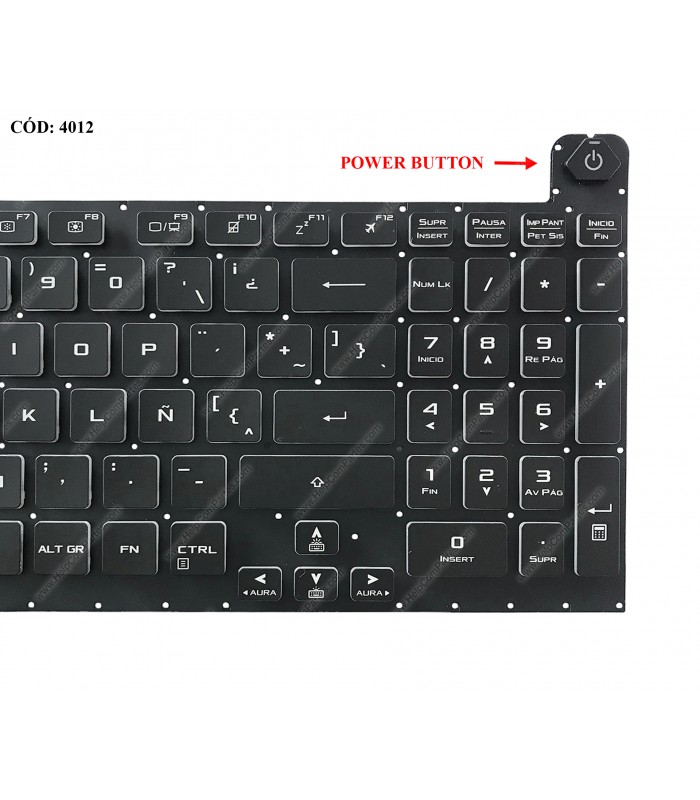 TECLADO ASUS TUF Gaming F15 FX506 FX506U FX506IH FX506L FX506LI FA506 FA506Q FA506U FX706 BK PWR-KEY BL-WH RGB LA ORIG
