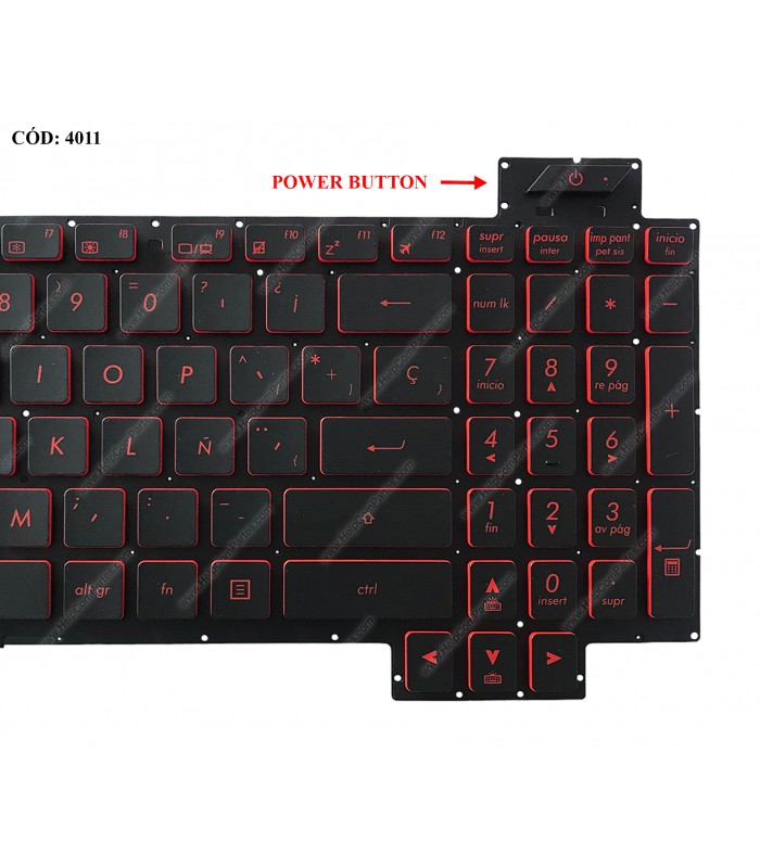 TECLADO ASUS TUF Gaming FX504 FX504GD FX504GE FX504GM FX80 FX80GM SERIES BK KB-RED PWR-KEY BL LA ORIG.